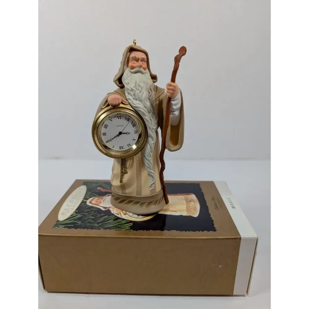 1996 Hallmark Father Time w/ Clock Keepsake Ornament IOB MIB